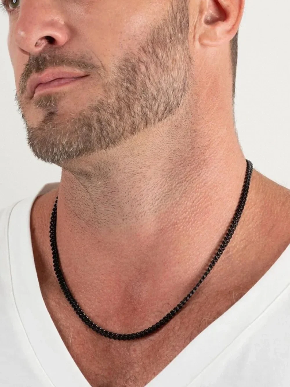 Stainless Steel Black Curb Chain Necklace - unisex